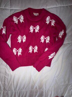 Pink bow sweater - m